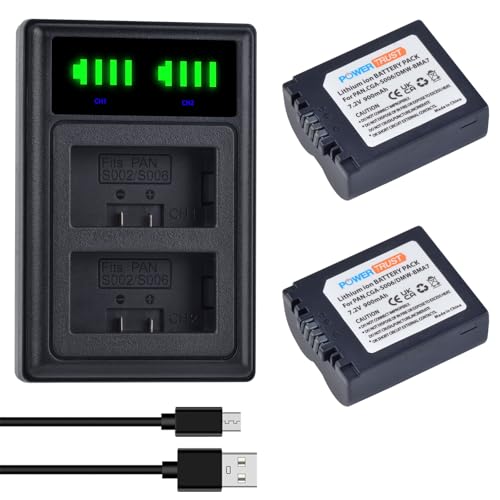 PowerTrust 2X CGA-S006 CGA-S006E Battery + Dual USB Charger for Panasonic Lumix DMC-FZ7, DMC-FZ8, DMC-FZ18, DMC-FZ28, DMC-FZ30, DMC-FZ35, DMC-FZ38