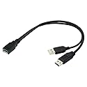 chenyang USB 3.0 Splitter Y Cable USB 1 Female to 2 Male Extra Power Data Extension Cable for 2.5" Mobile Hard Disk