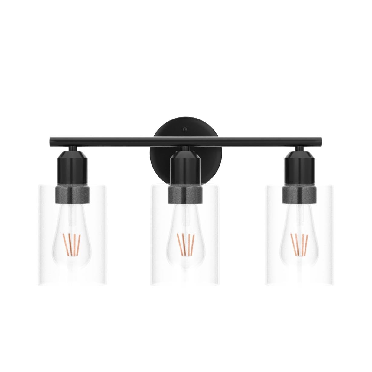 Espird Bathroom Vanity Light Fixtures Matte Black Bathroom Lighting Fixture, 3 Lights Bathroom Light Fixture Over Mirror, Modern Black Vanity Light