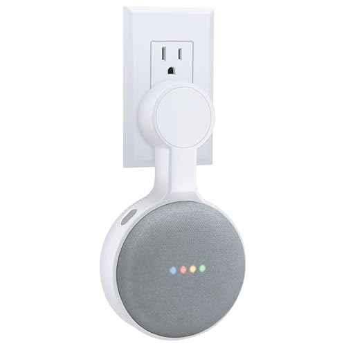 AMORTEK Outlet Wall Mount Holder for Google Home Nest Mini (1st & 2nd Generation), A Space-Saving Accessories for Google Home Mini Voice Assistant