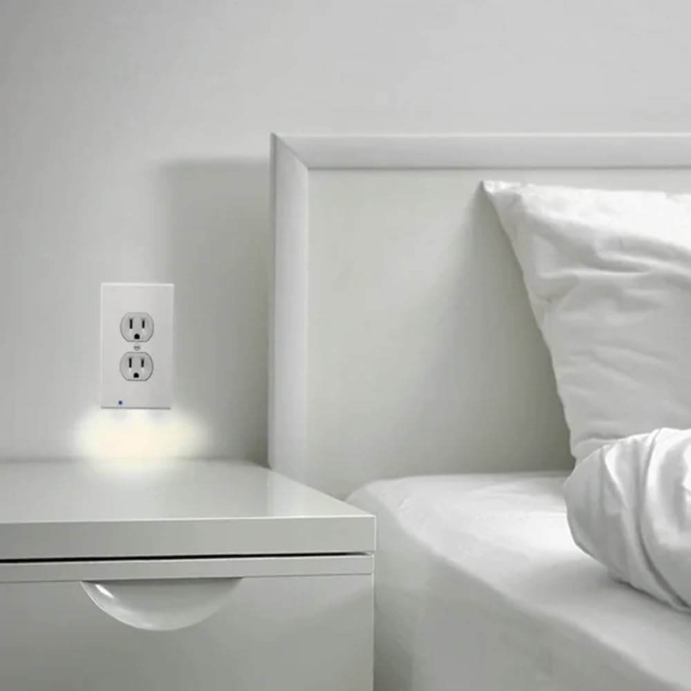 2 Pack - Wall Plate Night Light - Hello Light - LED Night Lights Built Into Electrical Outlet Wall Plates - Turn NightLight On/Off Automatically