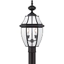 Quoizel Newbury 21" Outdoor Post Lantern, 2-Light Mystic Black with Clear Beveled Glass, E12 Base, French Country Style