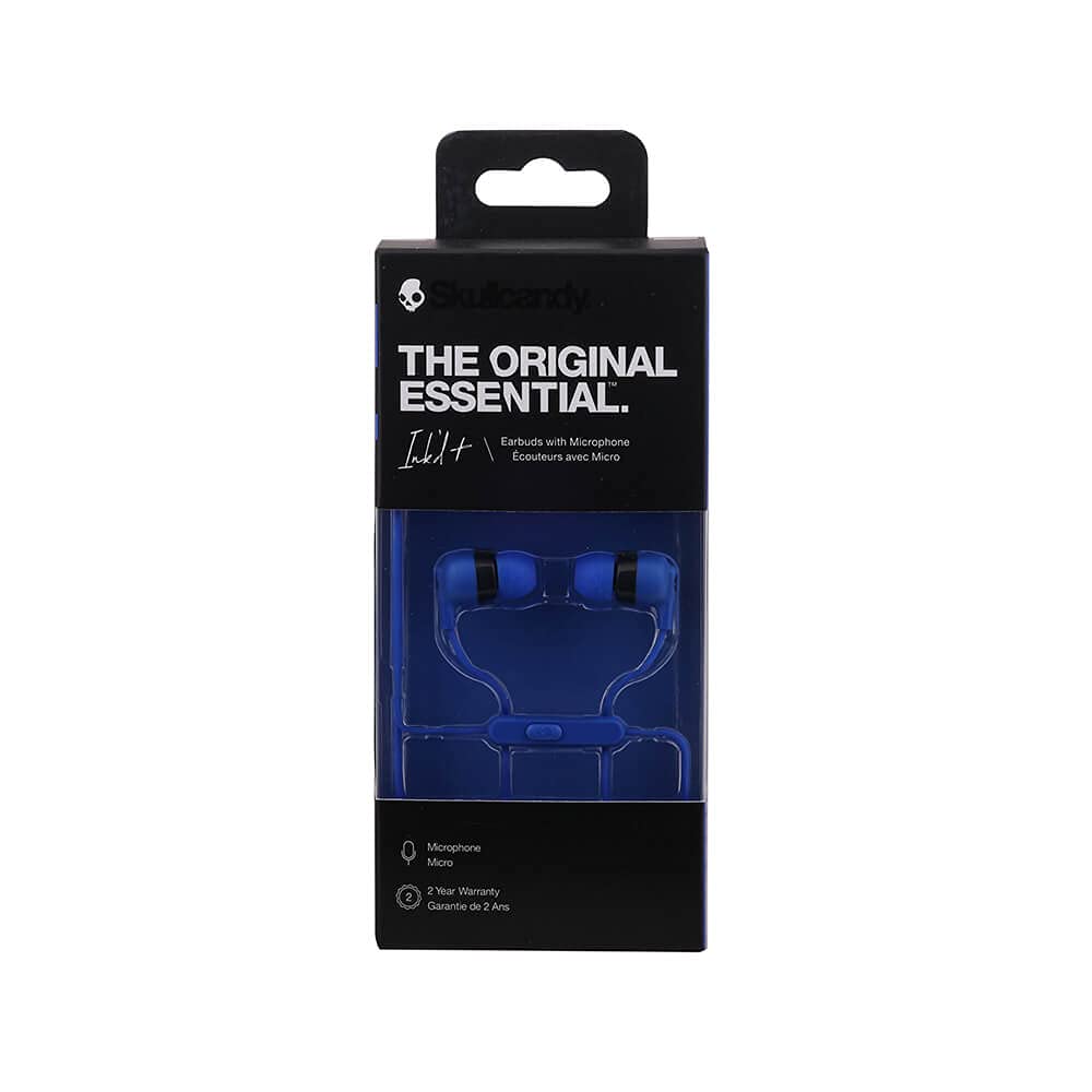 Skullcandy Ink’d+ Wired Earbuds with 3.5mm Plug, Noise Isolating Fit, Built-in Microphone Call and Track Control, Ear Gel Sizes Included for Custom