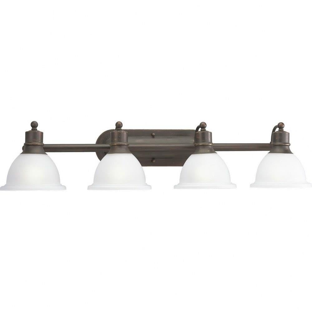 Progress Lighting Madison Collection 4-Light Etched Glass Traditional Bath Vanity Light Antique Bronze
