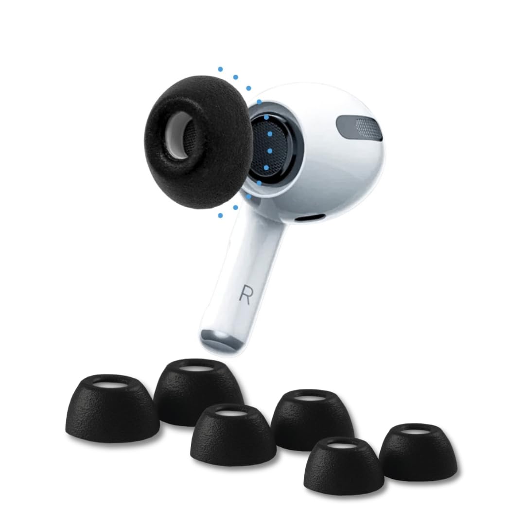 Comply Limited Edition Foam Replacement Earbud Tips for Apple AirPods Pro 1 & 2, Black, (S/M/L) (3 Pairs)