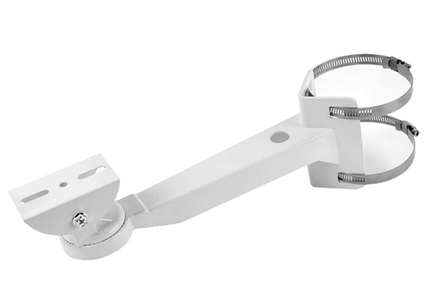 Universal Heavy-Duty Weatherproof Metal Corner & Pole Mount Bracket - Ivory | Fits Dahua/Hikvision Bullet/PTZ Cameras, 2 Adjustable Loops, 360° Pan