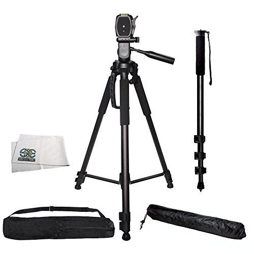 Professional 72" Tripod & Deluxe Carrying Case + 72" Heavy Duty Monopod for Sony Cyber-Shot RX10 RX10 II HX400V HX200V HX100V DSC-HX50V DSC-HX60V
