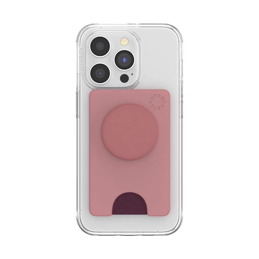 PopSockets Adhesive Phone Wallet and Card Holder with Grip, Pink - Clay