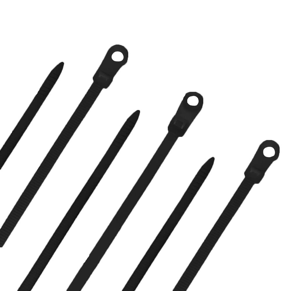 15 Inch Nylon Black Mount Head Cable Tie,120 Lbs Tensile, 100-Pack