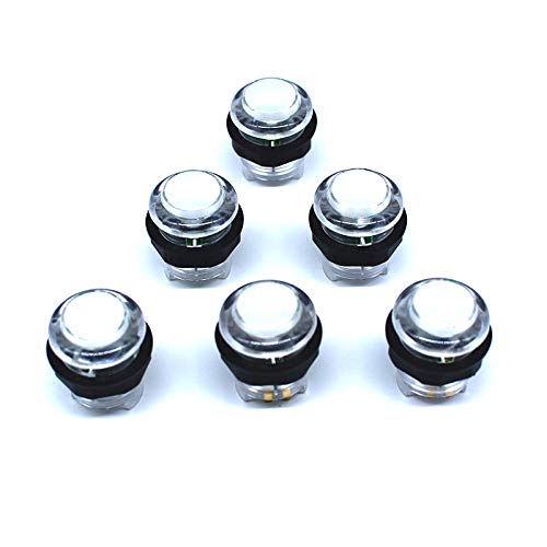 Arcity 8 Pcs Arcade LED Push Buttons Illuminated Light 6 × 30mm Buttons + 2 × 24mm Buttons with Built-in Microswtich for Arcade Machine Video Game