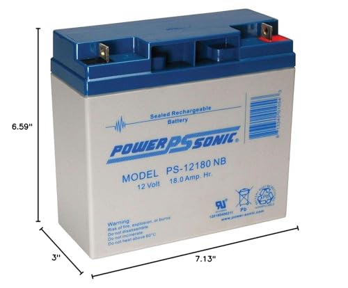 Power Sonic Genuine PS-12180NB 12V 18 Ah Rechargeable SLA Battery