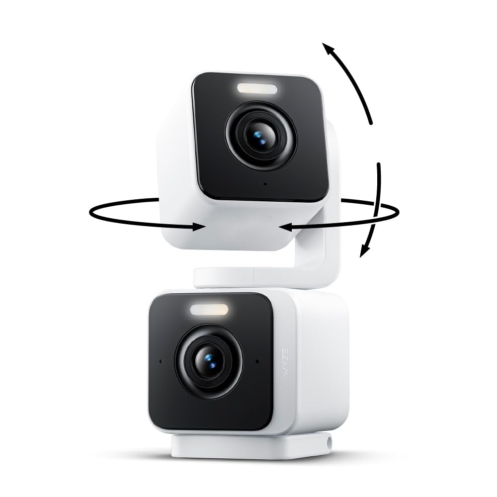 WYZE Duo Cam Pan Indoor/Outdoor IP65 2K 360° Pan/Tilt Smart Home Security Camera with Color Night Vision, Compatible with Alexa & Google Assistant