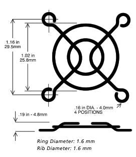 35mm Black Fan Finger Grill (4 Packs)
