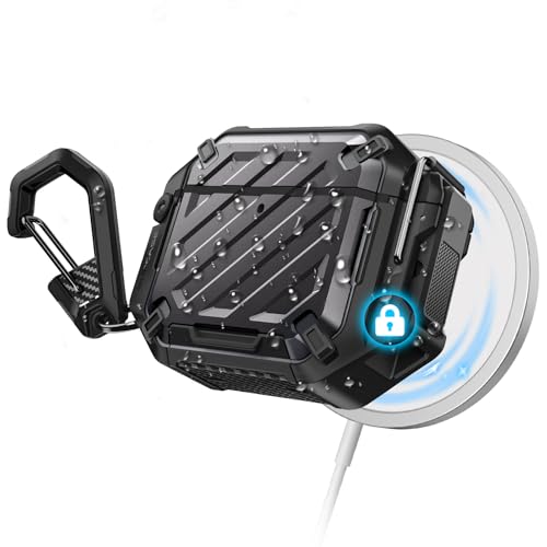 SUPCASE for AirPods 4 Case with Lock & Carabiner, IP68 Waterproof, Compatible with MagSafe, Military-Grade Protection Anti-Scratch Hard Shell Cover