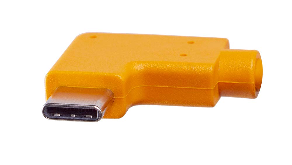 TetherPro USB 3.0 to USB-C Right Angle Adapter Pigtail Cable, 20" (50cm), High-Visibility Orange