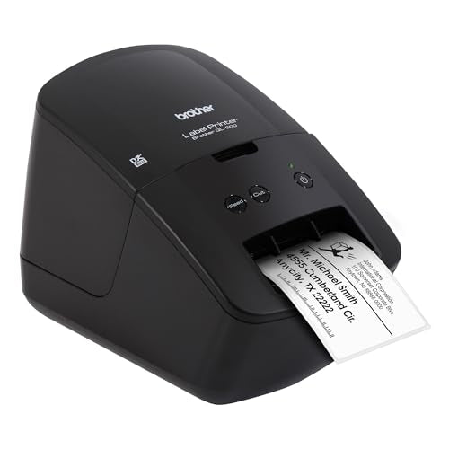 Brother QL-600 Desktop Monochrome Label Printer, up to 2.4" Label Width, No Ink Required, uses Genuine DK Drop-in Rolls for Fast Labeling and Easy
