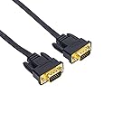 DTech Thin Computer Monitor VGA Cable 6ft Standard 15 Pin Connector Male to Male VGA Cord Flat Wire for Desktop (6 Feet, Black)