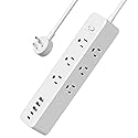 5 FT Power Strip Outlet Extender Surge Protector 3 Sided with Extension Cord 9 AC Outlet 5 USB Ports (2 USB C) Desk Charging Station for Home College