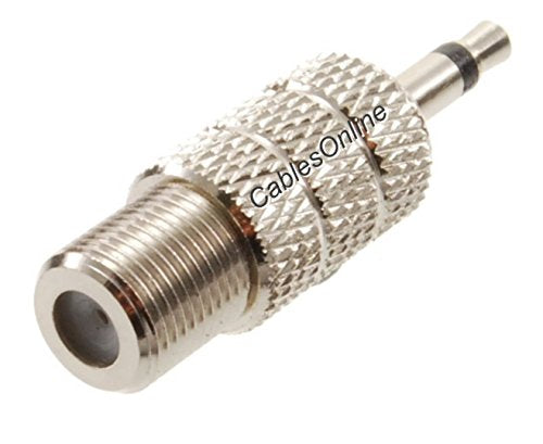 CablesOnline 2-Pack 3.5mm (1/8") TS Male to F-Type Female Coaxial Metal Adapter, AV-A26-2