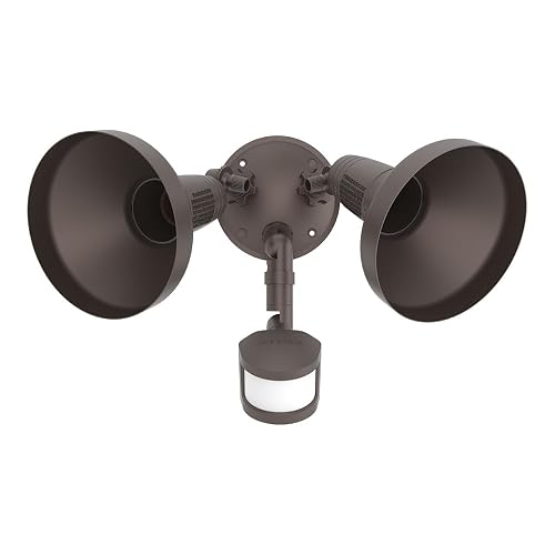HALO 180° Motion Activated Sensor Outdoor Security Flood Light with Lamp Cover, Bronze