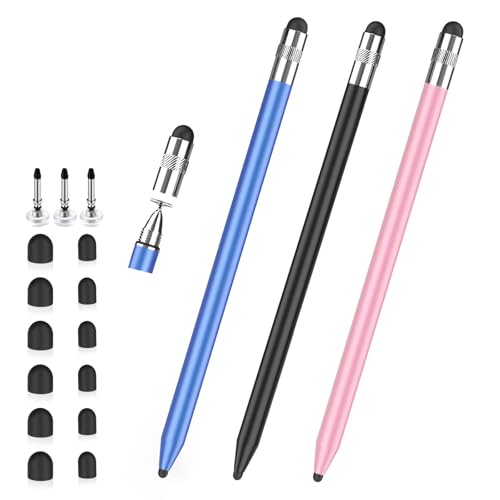 Stylus Pen for Touchscreen, 3-in-1 Rubber Disc Stylus, High Sensitivity and Precision, Universal Stylus Pen Compatible for Ipad,iPhone Android Kindle