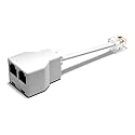 RetailAndBulk Phone Jack Splitter for Landline Telephone RJ11 6P4C 2 Way Adapter (1 Splitter + 2.5 Inch Cable) Made in USA