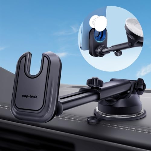 pop-tech Car Phone Mount for Pop Socket: Suction Cup Cell Phone Holders for Automobile Dashboard Windshield Window - Dash Mounted Cellphone Stand