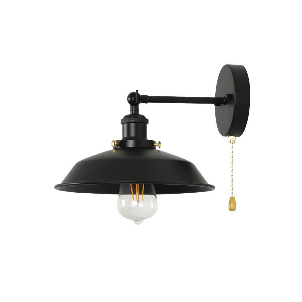 Bagkcopp Industrial Black Wall Sconces Light with Pull Chain Switch,Wall Mount Light Lamp for Kitchen Bathroom Bedroom Vanity Hallway Dining Room