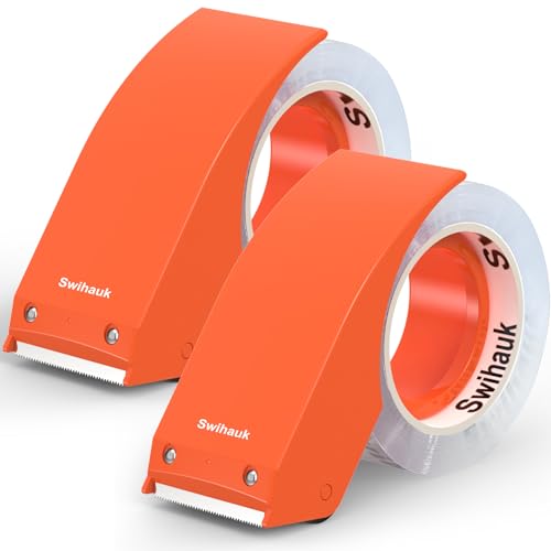 Swihauk 1.88 in x 66.6 YDs Heavy Duty Packing Tape with Dispenser, Strong & Durable Shipping Tape, Packaging Tape, Clear Package Tape for Shipping