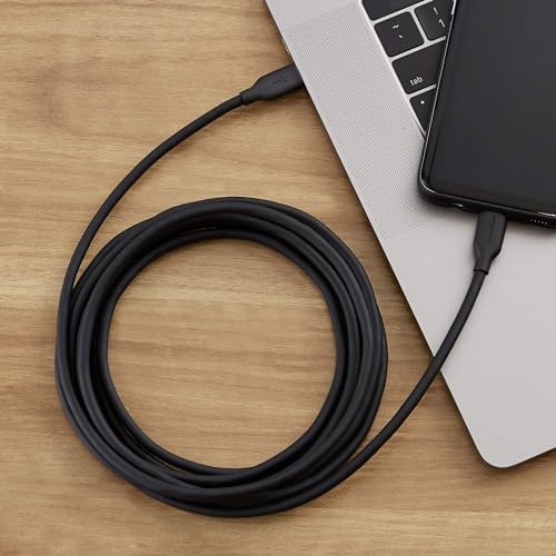 Amazon Basics USB-C to USB-C 2.0 Fast Charger Cable, 480Mbps Speed, USB-IF Certified, for Apple iPhone 16/15, iPad, Samsung Galaxy, Tablets, Laptops