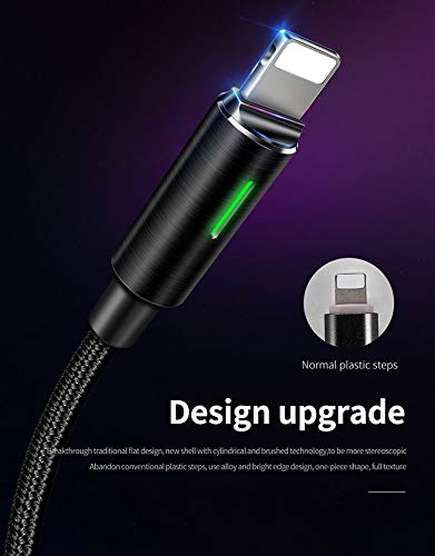 Power Off/On Smart LED Auto Disconnect and Auto Recharge Nylon Braided Sync Charge USB Data 6FT/1.8M Cable Compatible New Phone List Below (Black…