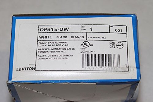 Leviton The Power Base Adapter Converter, Line Voltage Unit, With 15 Amp, 120-277V Load Capacity, OPB15-DW, White