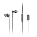 Lenovo - 300 Wired in-Ear USB-C Headphones - in-Line Microphone - USB-C Connectivity - Play & Pause Button - 3 Sizes Silicone Ear Tips Included, Grey