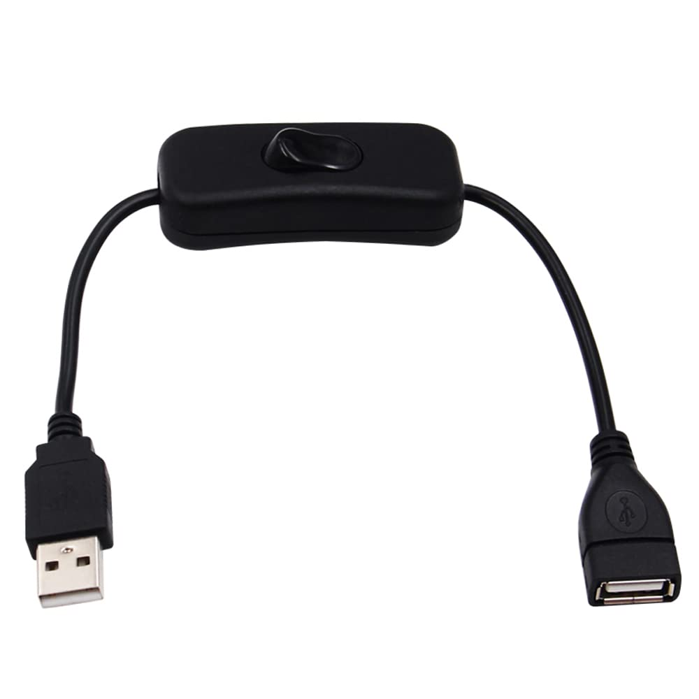 VizGiz 2 Pack USB Switch ON/Off Extension Cable 4 PIN Data Sync 2.0 Cord 303 Rocker Toggle Line Wire for LED Strip Hard Drive USB Powered Lamp Hub Fan