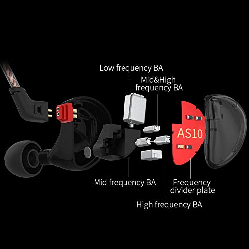 KZ AS10 in-Ear Monitors 5 Balanced Armature Driver Headset, Noise Cancelling Headphones IEMs Earphones with Detachable 2 Pin Cable…