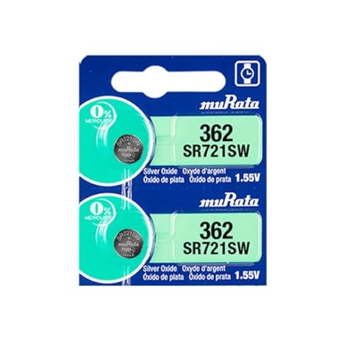 Murata 362 SR721SW Battery 1.55V Silver Oxide Watch Button Cell - Replaces Sony 362 (2 Batteries)