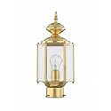 Livex Lighting Lantern 2117-02 Outdoor Post with Clear Beveled Glass Shades, Polished Brass