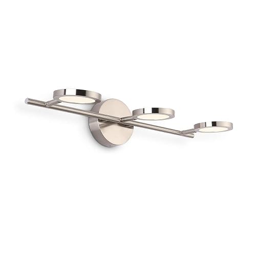 Joossnwell Modern LED Vanity Lights Nickel Finish, 3-Light Bathroom Lighting Fixtures 21.26" Inch 15W Metal Wall Sconces with Swing Arm Up and Down