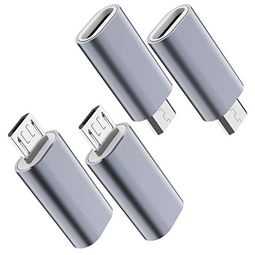 JXMOX USB C to Micro USB Adapter, (4-Pack) Type C Female to Micro USB Male Convert Connector Support Charge Data Sync Compatible with Samsung Galaxy…
