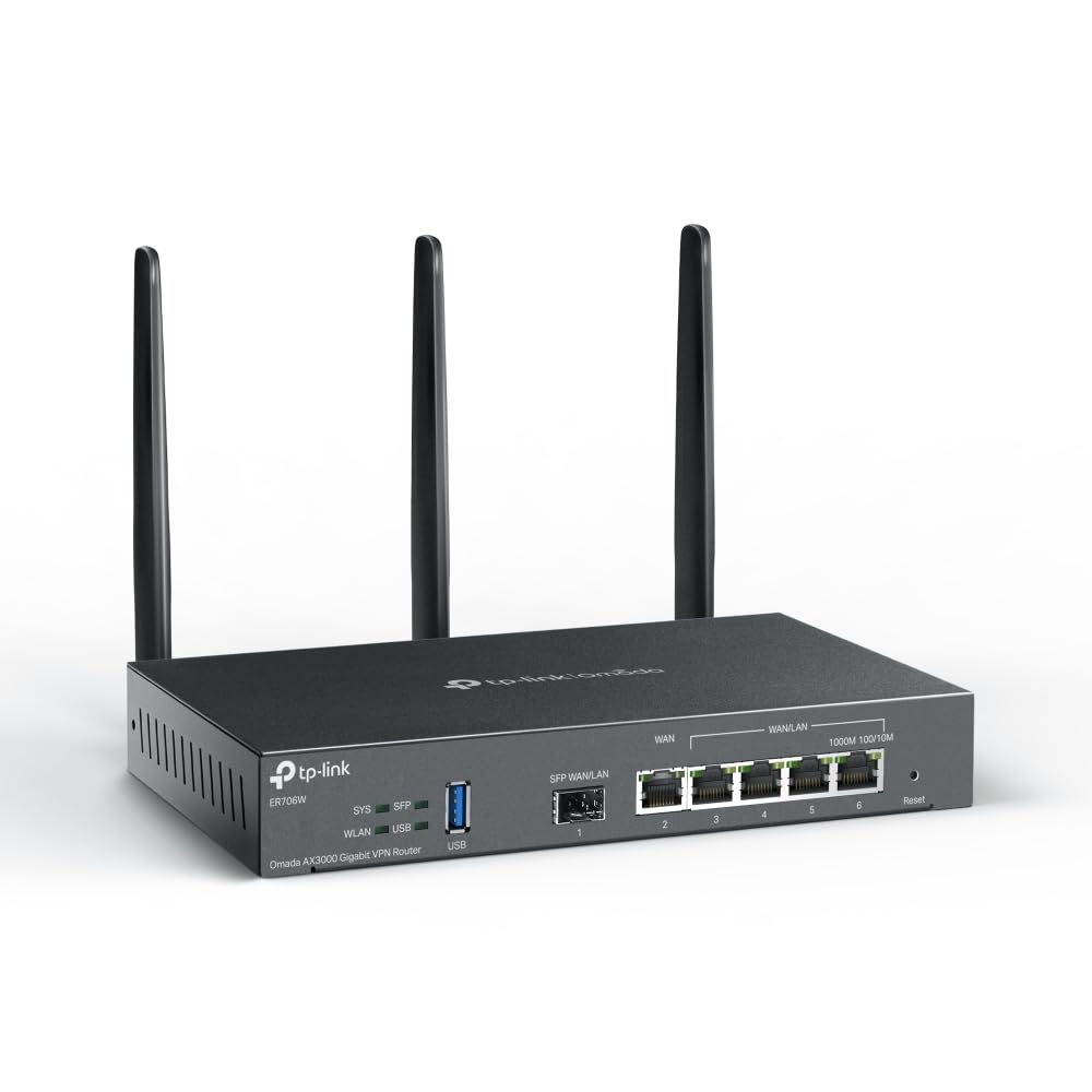 TP-Link ER706W Omada Gigabit AX3000 WiFi 6 VPN Router | 1x USB 3.0 Support USB Storage and LTE Backup with LTE dongle | Supports Omada Mesh | Easy