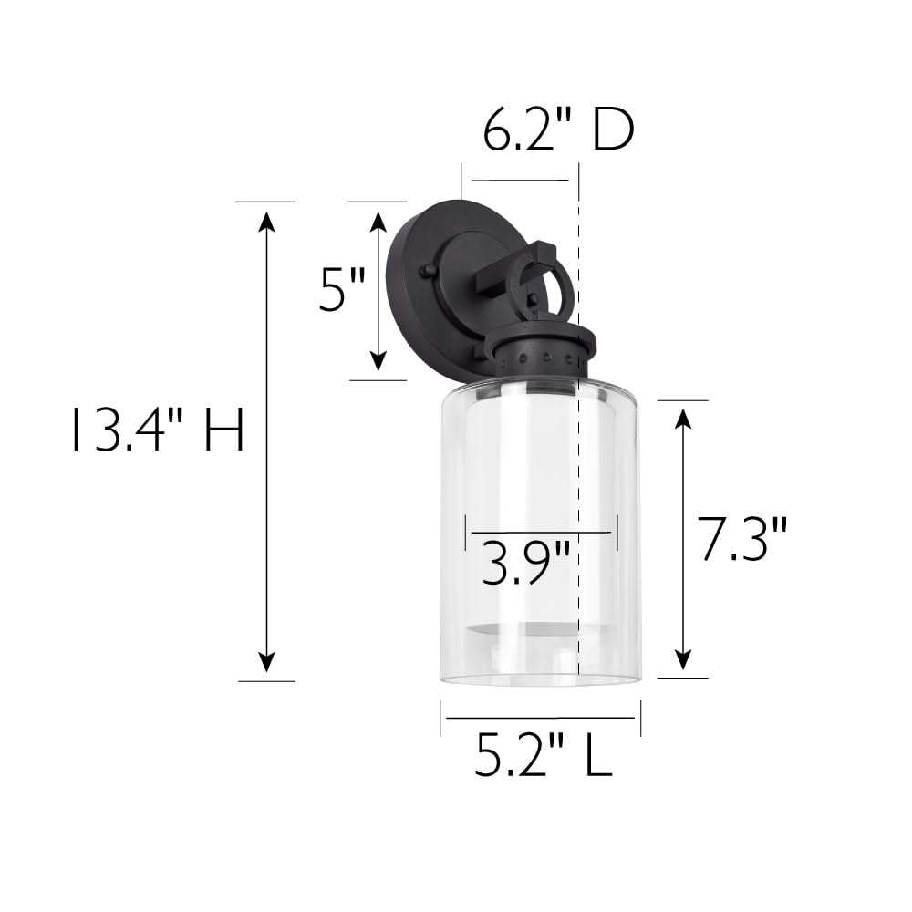 Design House 589010-BLK Hansen Modern Contemporary 1-Light Indoor/Outdoor Dimmable Wall Light with Open Bottom Frosted Inner, Matte Black