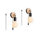 VinTopsh 2 Pack Industrial Plug in Wall Sconces, Metal Plug in Wall Lighting with On Off Switch,Farmhouse Wall Lamp Living Room Bedroom Hallway