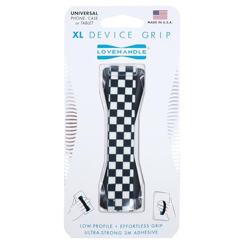 LOVEHANDLE Tablet/XL Grip for Most Tablets and Large Smartphones- Black and White Checkered