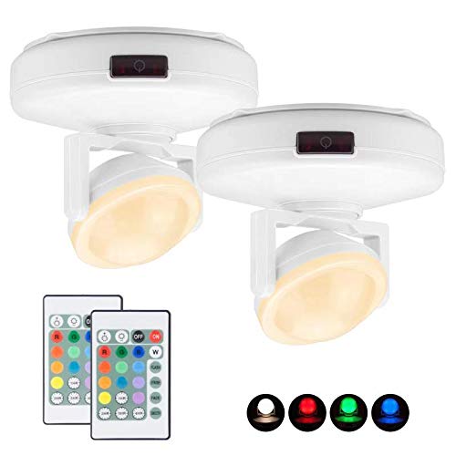 LUXSWAY Spotlights, 12 Color Changing Puck Lights with 330 Rotatable Head, Dimmable Indoor Accent Lights for Dartboard Artwork