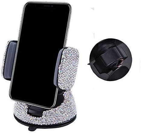 Ergonflow Luxury Rhinestone Bling Car Stand Phone Holder, Compatible with Air Vent or Dashboard, Fits iPhone X, 8, 7 Plus, 6, 6 Plus, SE, 5S, 5, 4S, 4