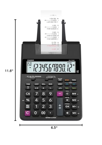 Casio HR-170RC Printing Calculator, Black, 2.6" x 6.5" x 11.6"