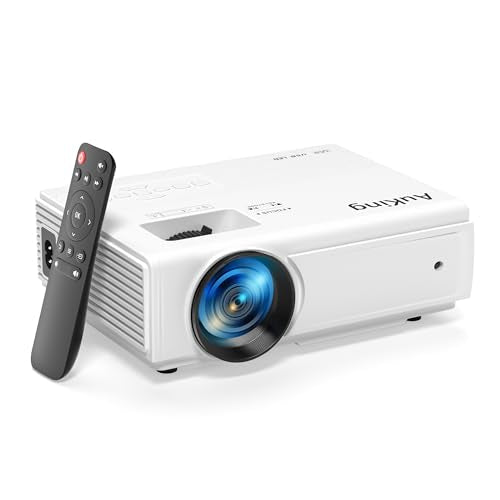 AuKing Projector, 2026 Upgraded Mini Projector, Full HD 1080P Home Theater Video Projector, Compatible with HDMI/USB/AV/Smartphone/TV Box/Laptop