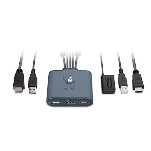 IOGEAR 2-Port HDMI KVM Switch with Cables - USB & HDMI Connections - Control 2 Computers with One Monitor, Keyboard & Mouse - Plug & Play