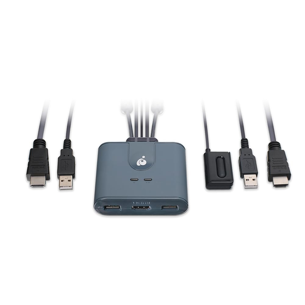 IOGEAR 2-Port HDMI KVM Switch with Cables - USB & HDMI Connections - Control 2 Computers with One Monitor, Keyboard & Mouse - Plug & Play