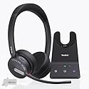 Yealink WH64 Wireless DECT Headset & Bluetooth UC Duo, Teams & Zoom Compatible, Acoustic Shield 2.0, 3-Mic Noise Cancellation, All-Day Comfort, Plug…
